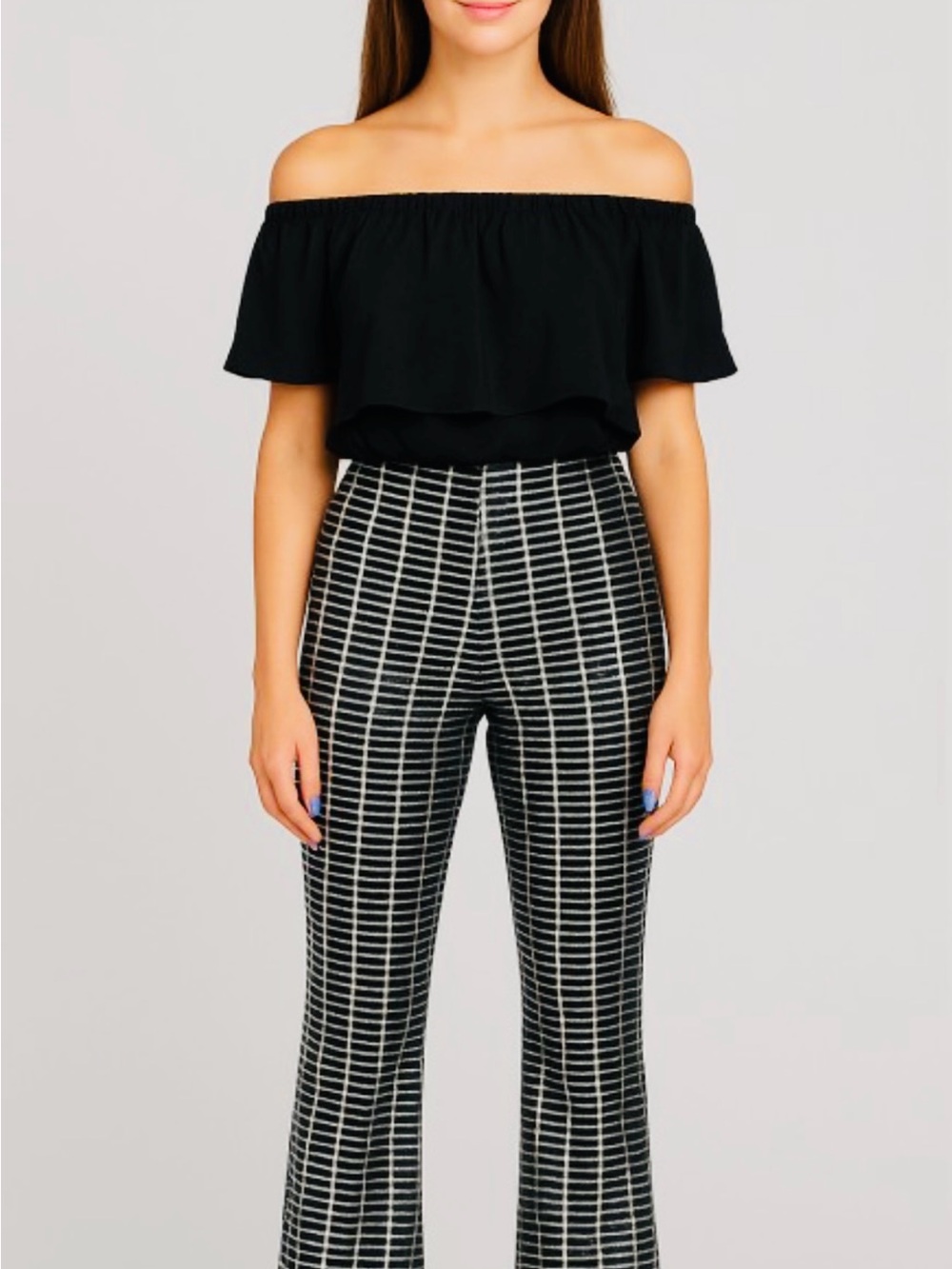Black & Silver Wide-Leg Pants sequins